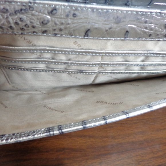 STUNNING Vintage Brahmin SILVER Melbourne Leather Shoulder Bag EXACT Clean LN - Picture 6 of 16